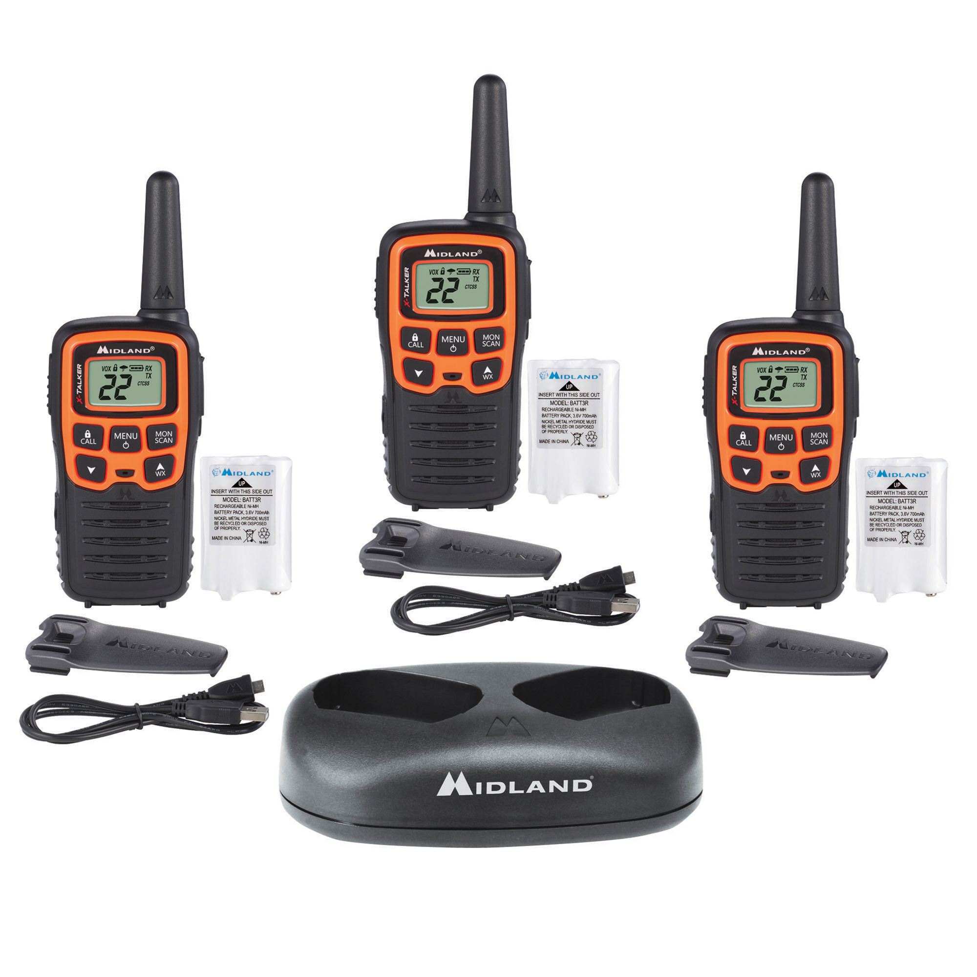 T51X3VP3 - MIDLAND X-TALKER 3 PACK  OF 2-WAY RADIOS UP TO 28 : 